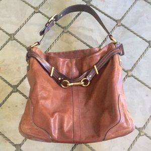 Coach brown leather hobo bag